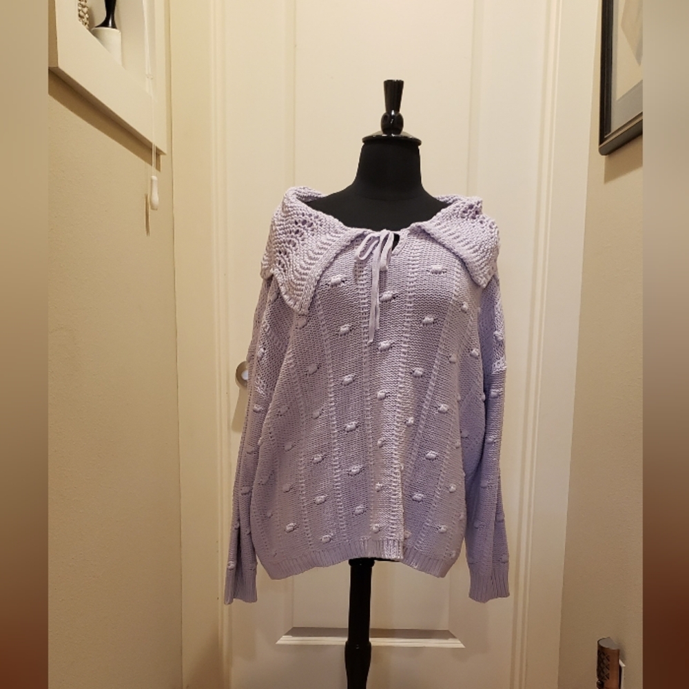 Sandy Liang (For Target) Off-the-Shoulder Lavender Sweater